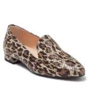 AGL Leopard Print Snake Embossed Loafer In Taupe Animale